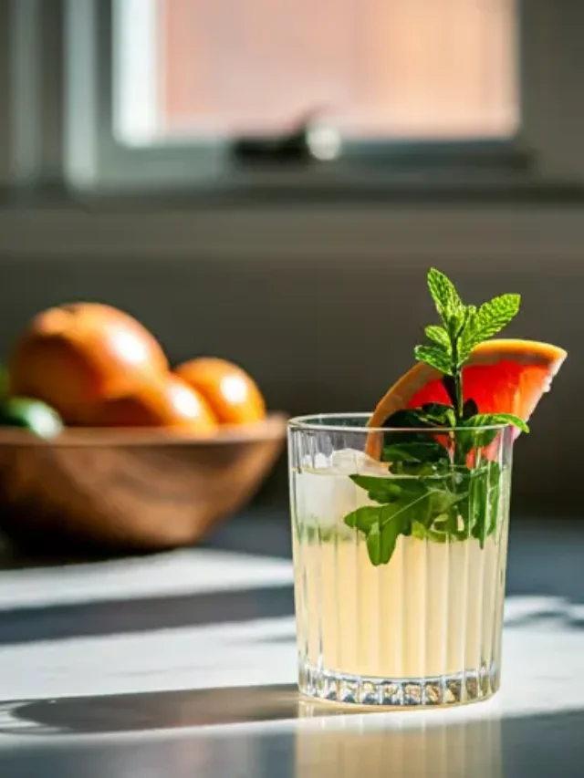 Citrus and Pepper Bliss The Arugula Grapefruit Elixir : A pale pink juice in a glass, garnished with a grapefruit slice and a sprinkle of black pepper, radiating bold and refreshing energy. Citrus and Pepper Bliss The Arugula Grapefruit Elixir .