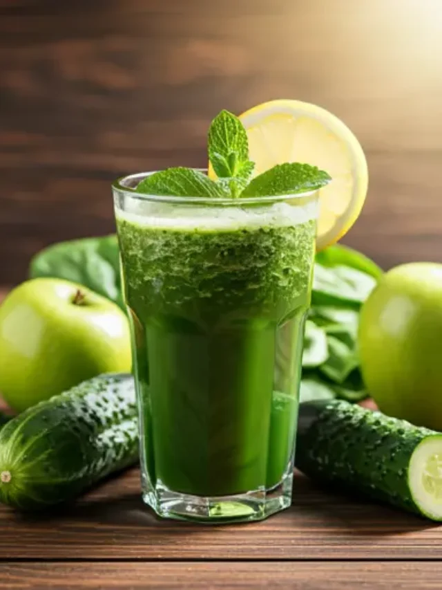 Fresh Start Juice : A vibrant orange and yellow juice in a glass, garnished with a slice of orange and a mint sprig, embodying freshness and rejuvenation.