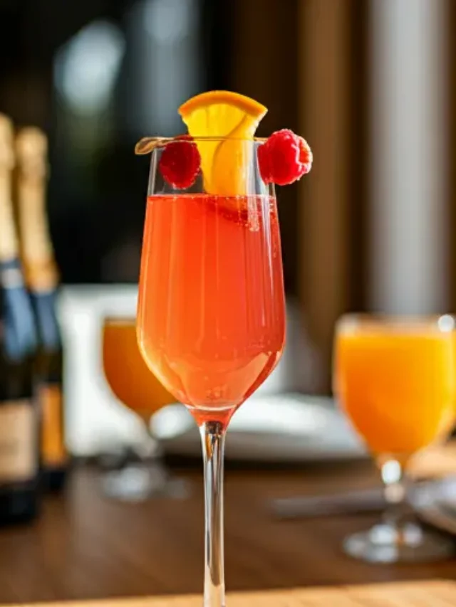 Blushing Bubbles Delight : A rosy, bubbly drink in a glass, garnished with a slice of grapefruit and a sprig of mint, exuding elegance and sparkle.