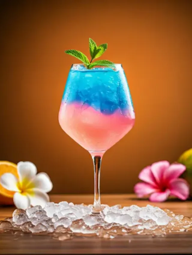 Pastel Refreshing Spritz : A pastel-hued spritz in a glass, topped with a slice of citrus and a sprig of fresh herbs, radiating soft and refreshing elegance.