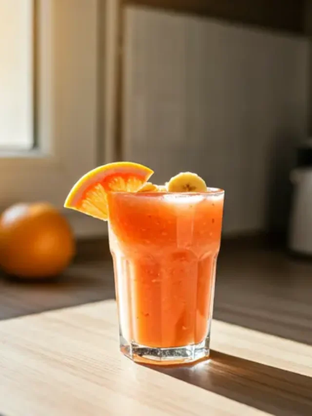 Zesty Grapefruit Sunrise : A vibrant grapefruit sunrise drink in a glass, garnished with a citrus slice.